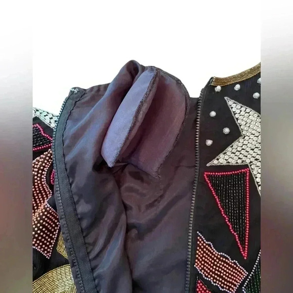 RARE VINTAGE 1980s Lillie Rubin Silk Beaded Cocktail Dress Size Small - Picture 11 of 13